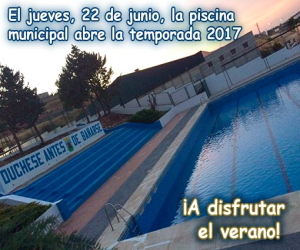 Este jueves, 22 de junio, apertura de la piscina municipal