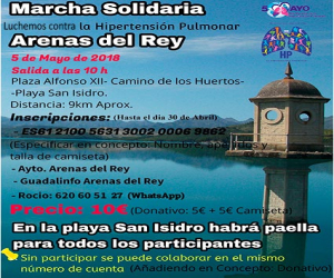 Marcha solidaria el sábado 5 de mayo en Arenas del Rey