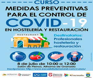 El miércoles, 8 de julio, curso sobre: Medidas preventivas para el control del COVID-19 en hostelería y restauración