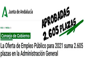 Aprobada la Oferta Pública de Empleo de la Administración General de la Junta de Andalucía, con 2.605, plazas