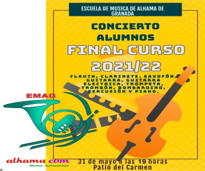 Este martes 31 de mayo de 2022, audición fin de curso de la Escuela de Música de Alhama (EMAG)
