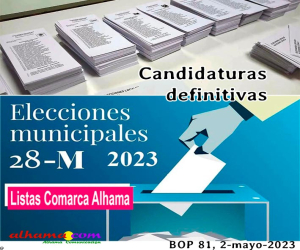 Candidaturas definitivas elecciones municipales del 28 de mayo de 2023