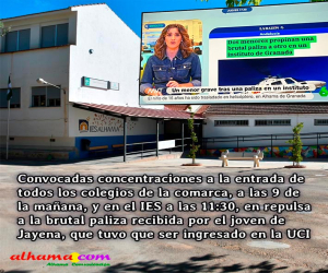 Un estudiante de 17 años de Jayena recibe una brutal paliza en el IES Alhama