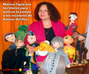 Marina Tapia usa los títeres para acercar la poesía a los escolares de Arenas del Rey 