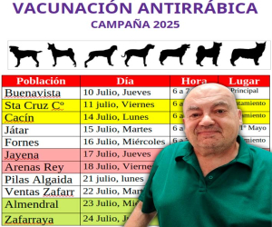 Campaña 2025 de vacunación antirrábica de perros en la comarca de Alhama