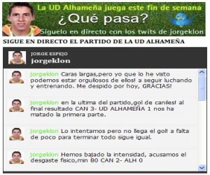 Ahora los partidos de la UD Alhameña en directo mediante twits