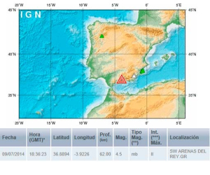 Un terremoto de 4,5 grados en Arenas del Rey se deja sentir en Málaga, Jaén y Granada