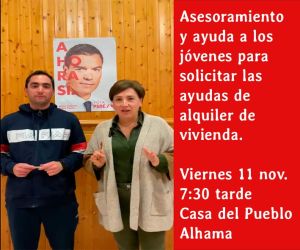 Sandra García ofrece desde el PSOE de Alhama, asesoramiento a los jóvenes para solicitar las ayudas de alquiler de vivienda