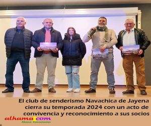 El club de senderismo Navachica de Jayena cierra su temporada 2024 con un acto de convivencia y reconocimiento a sus socios