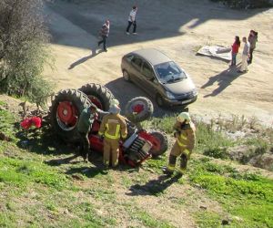 Accidente de tractor sin consecuencias graves
