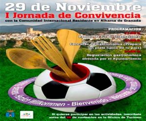 El 29 de noviembre se va a celebrar la “I Jornada de convivencia con la comunidad internacional residente en Alhama”
