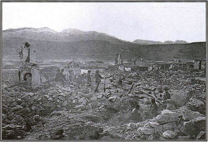 Aspecto de Arenas tras el terremoto de 1884