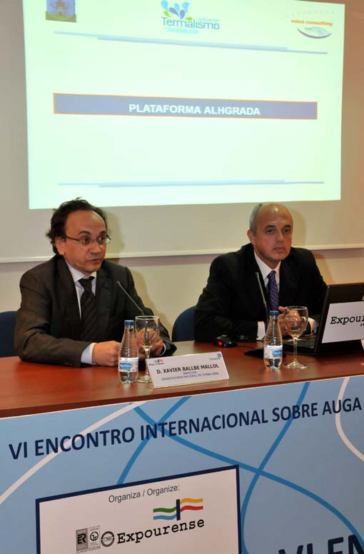  Xavier Ballbé, director del Observatorio del Termalismo (izqu.), Ricardo Serrano, presidente de Alghrada, durante la presentación de la plataforma 