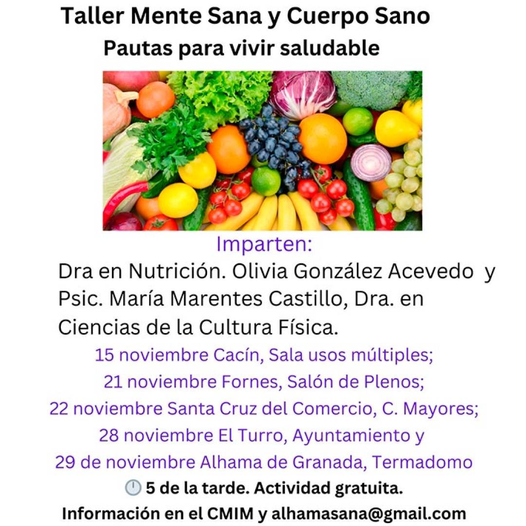 Talleres de Mente Sana y Cuerpo Sano promovidos por la asociación Alhama Sana