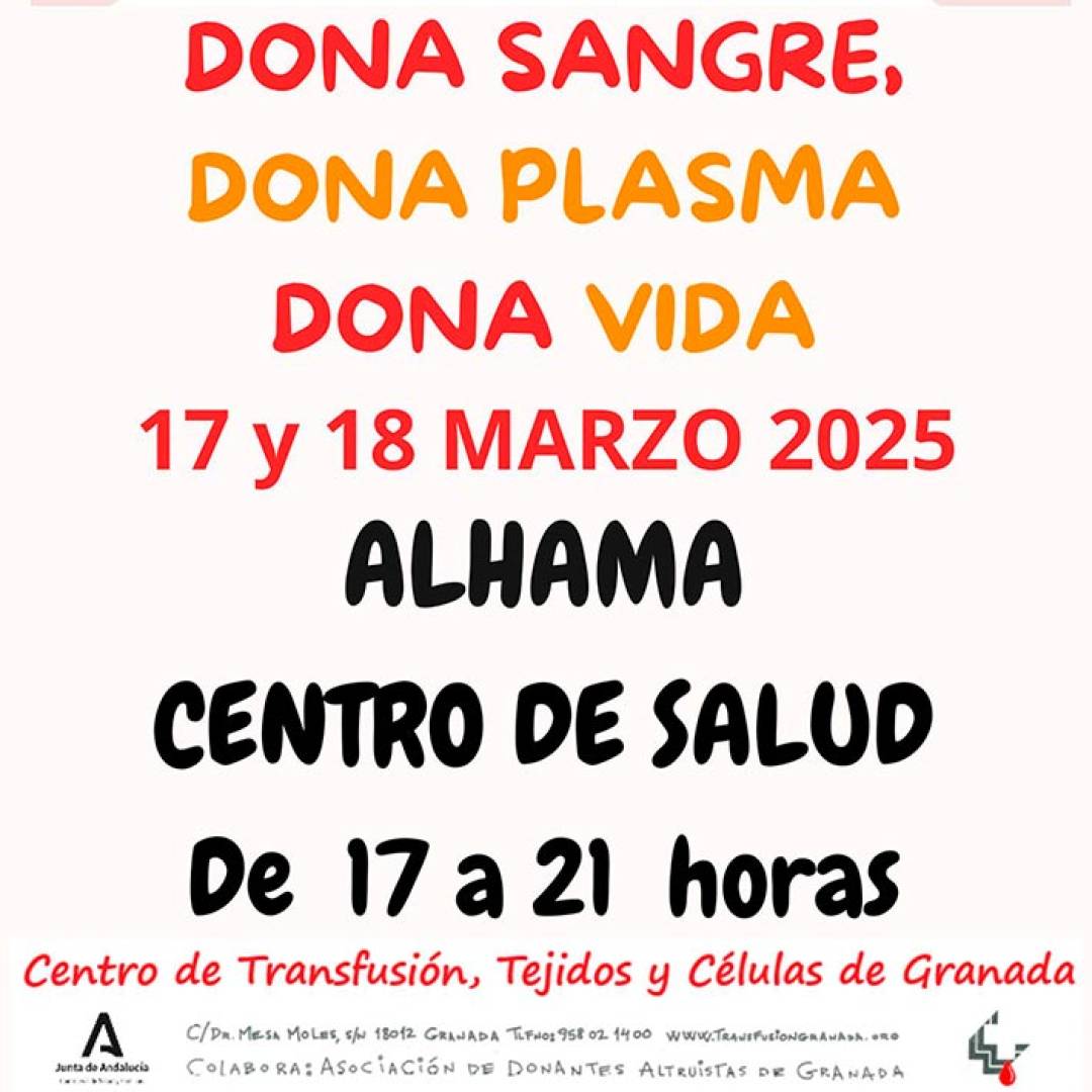 Donaciones de sangre y plasma, es lunes y martes