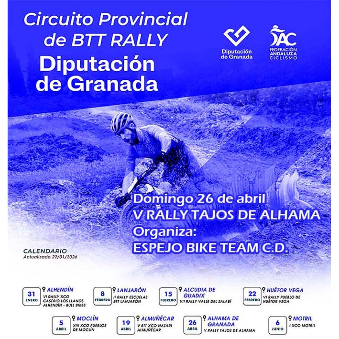 El Circuito de BTT Rally Tajos de Alhama será el domingo 26 de abril