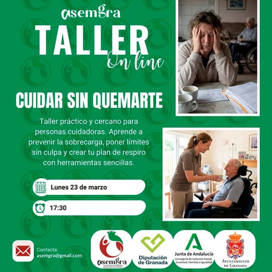 Cuidar sin quemarte: ASEMGRA taller online para prevenir el agotamiento emocional en personas cuidadoras