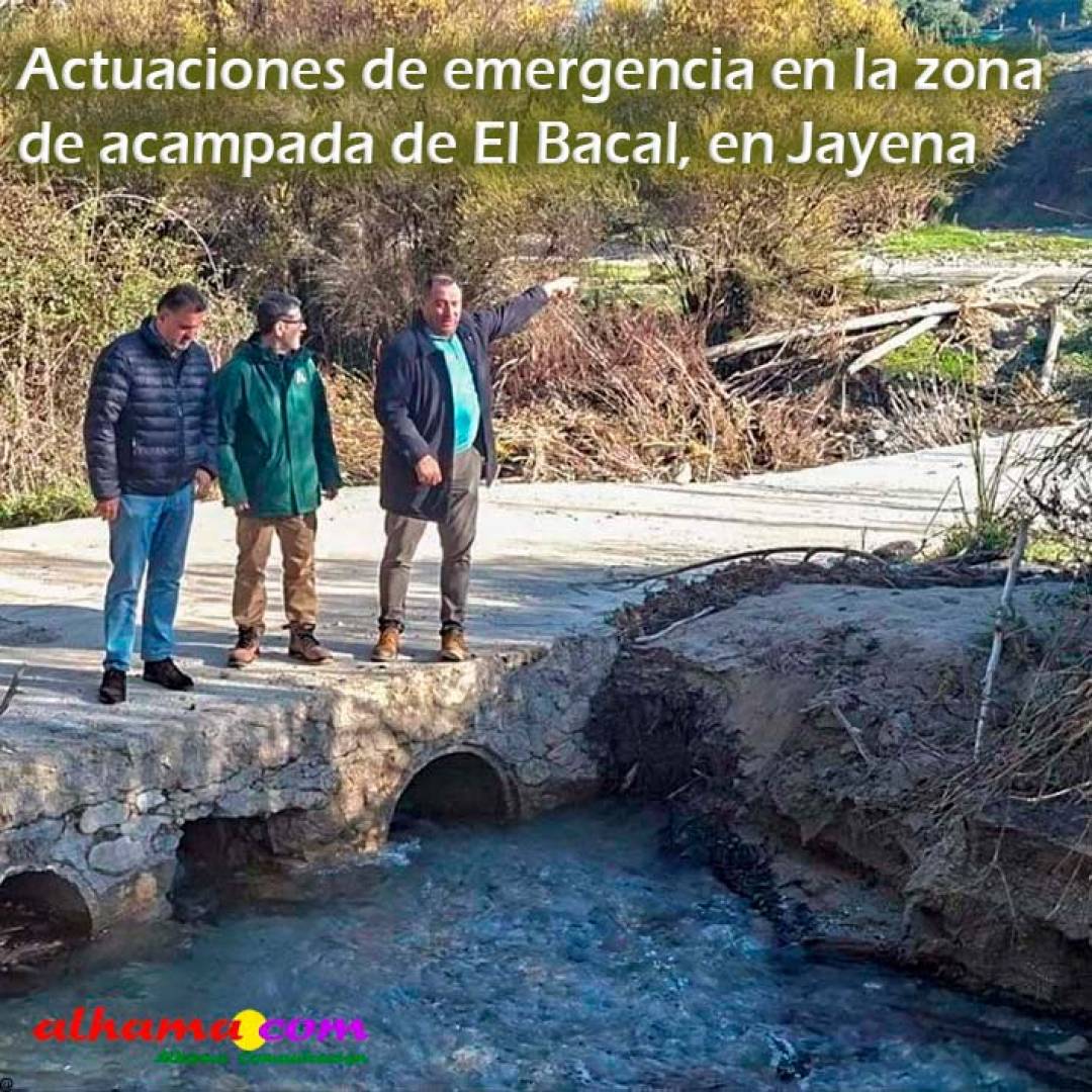 Actuaciones de emergencia en la zona de acampada de El Bacal, en Jayena