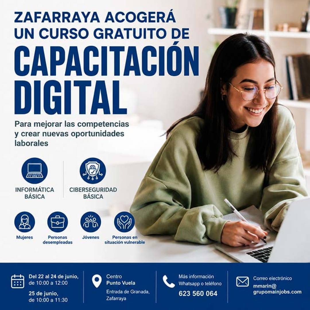 Zafarraya acogerá un curso gratuito de capacitación digital para mejorar las oportunidades laborales