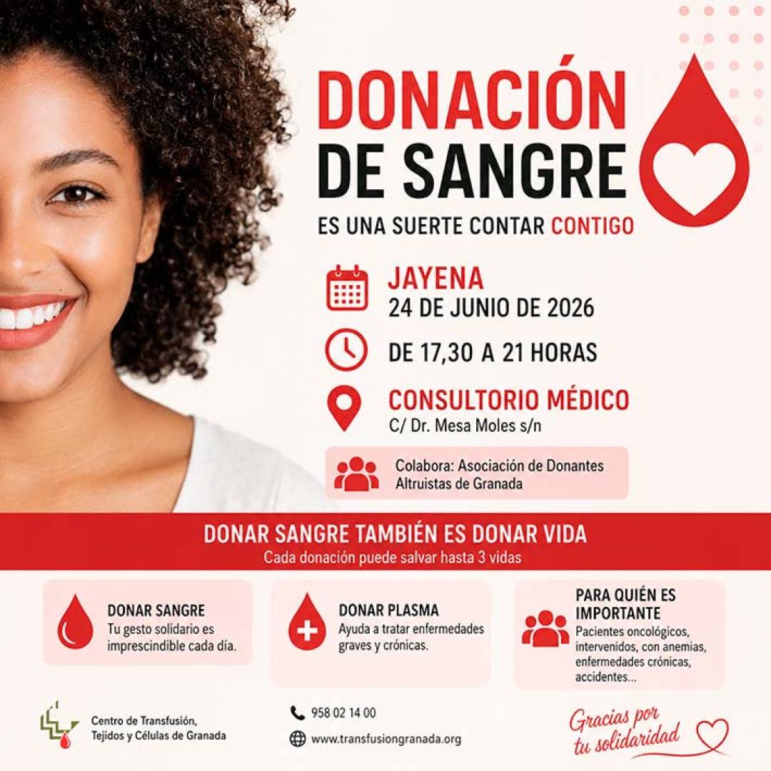 Jayena acoge este 24 de junio una nueva jornada de donación de sangre
