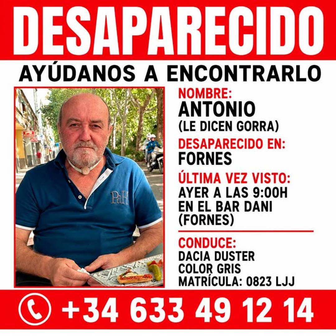 Preocupación en Fornes por la desaparición de Antonio