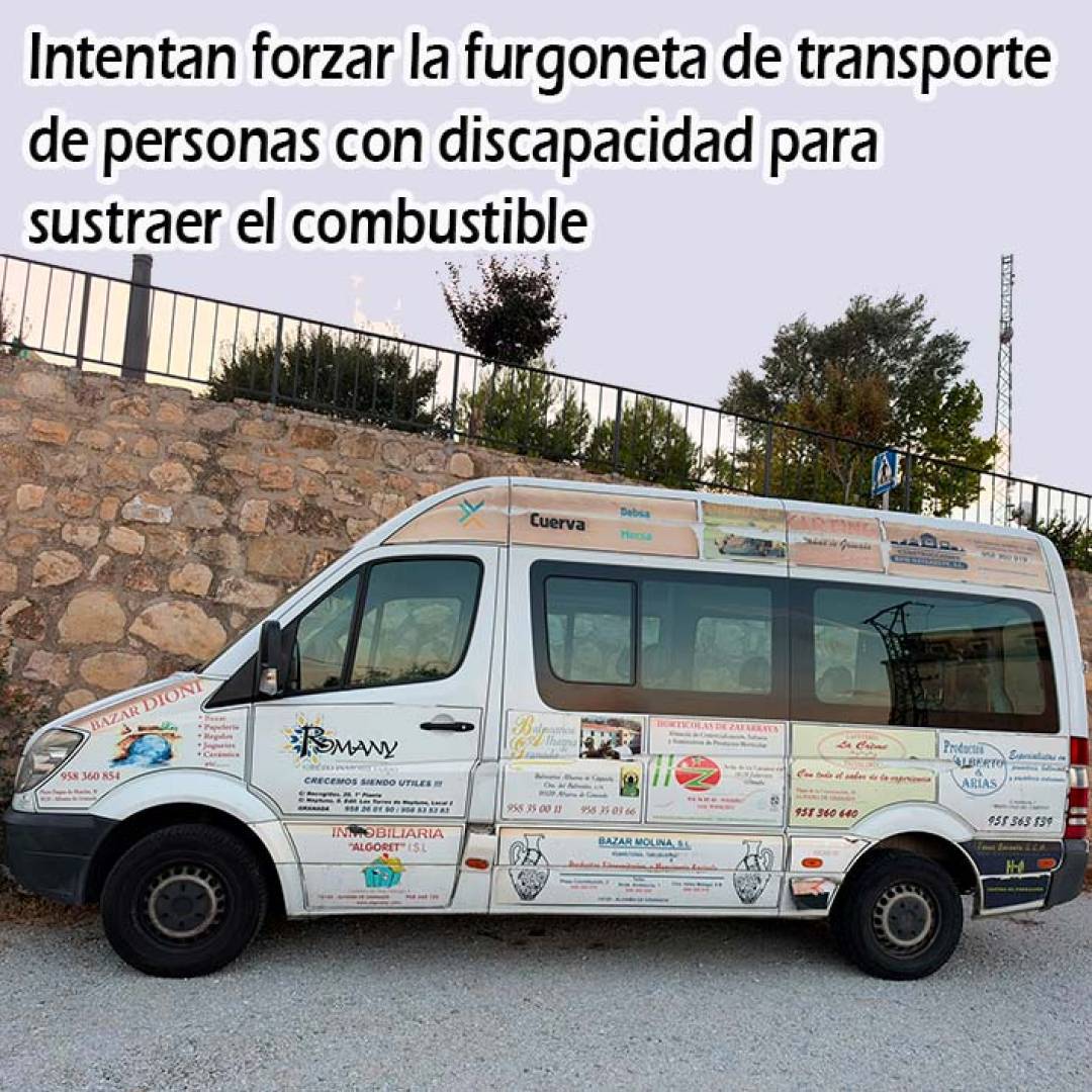 Intentan forzar la furgoneta de transporte de personas con discapacidad para sustraer el combustible