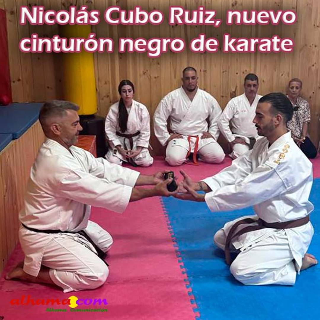 El Club Deportivo Alhama-Ippon celebra la entrega de un nuevo cinturón negro de karate a Nicolás Cubo Ruiz